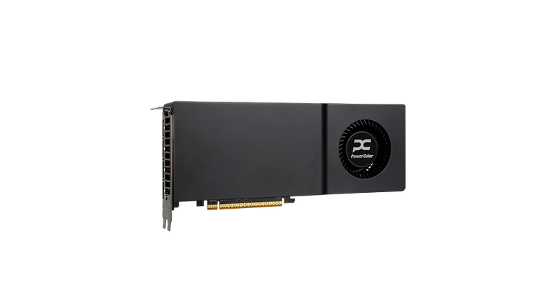 Nærbilde av kjølesystem på PowerColor Radeon AI PRO R9700