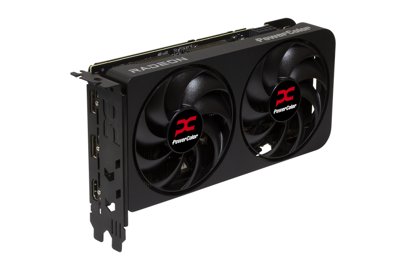 PowerColor Reaper RX 9060 XT grafikkort detalj av tilkoblinger