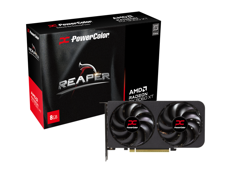 PowerColor Reaper RX 9060 XT grafikkort forfra
