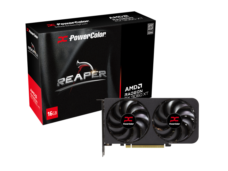 PowerColor Reaper RX 9060 XT grafikkort forfra