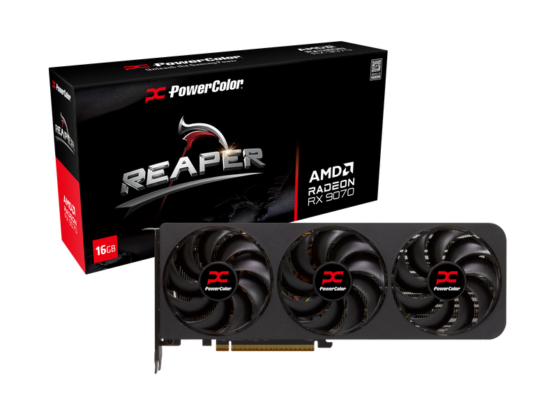 PowerColor Reaper RX 9070 grafikkort 16 GB forfra