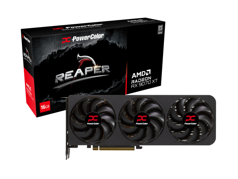 PowerColor Reaper RX 9070 XT grafikkort forfra