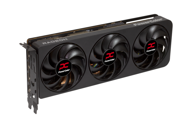 Nærbilde av PowerColor Reaper RX 9070 XT grafikkort kjøling
