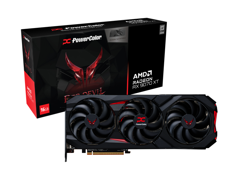 PowerColor Red Devil RX 9070 XT OC SE grafikkort bakside