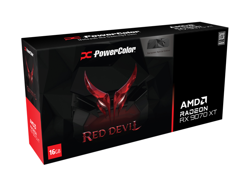 Detalj av PowerColor Red Devil RX 9070 XT OC SE viftesystem