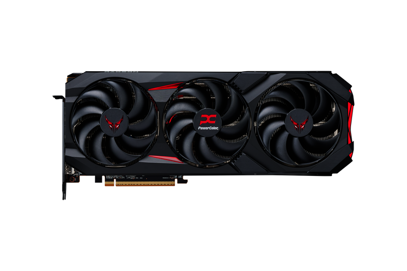 Nærbilde av RGB-belysning på PowerColor Red Devil RX 9070 XT OC SE