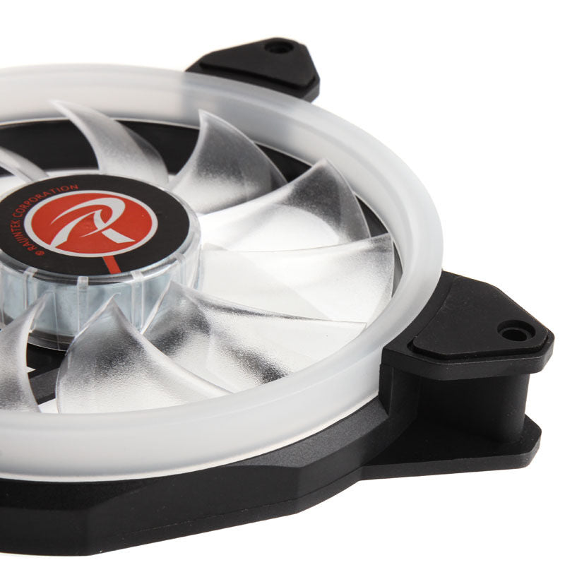 Raijintek IRIS 14 Rainbow RGB vifte 2-pakning detalj av vifteblader
