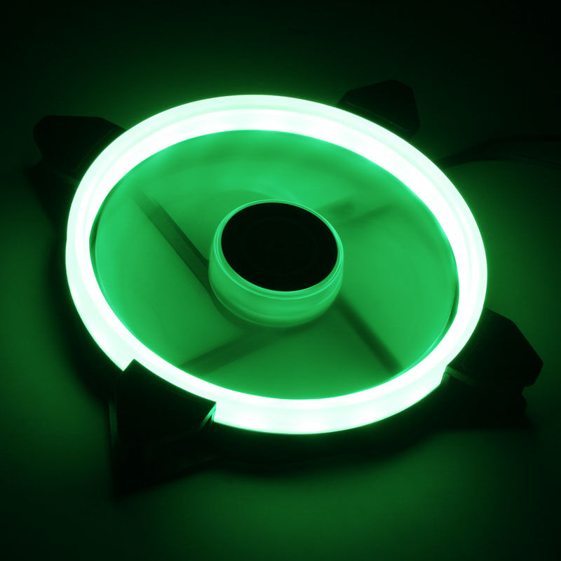 Raijintek IRIS 14 Rainbow RGB vifte 2-pakning nærbilde av RGB LED-ring