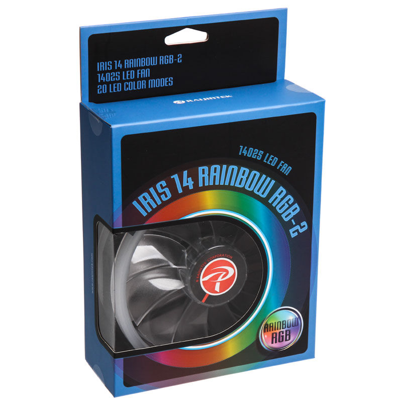 Raijintek IRIS 14 Rainbow RGB vifte 2-pakning RGB-fargeeffekter
