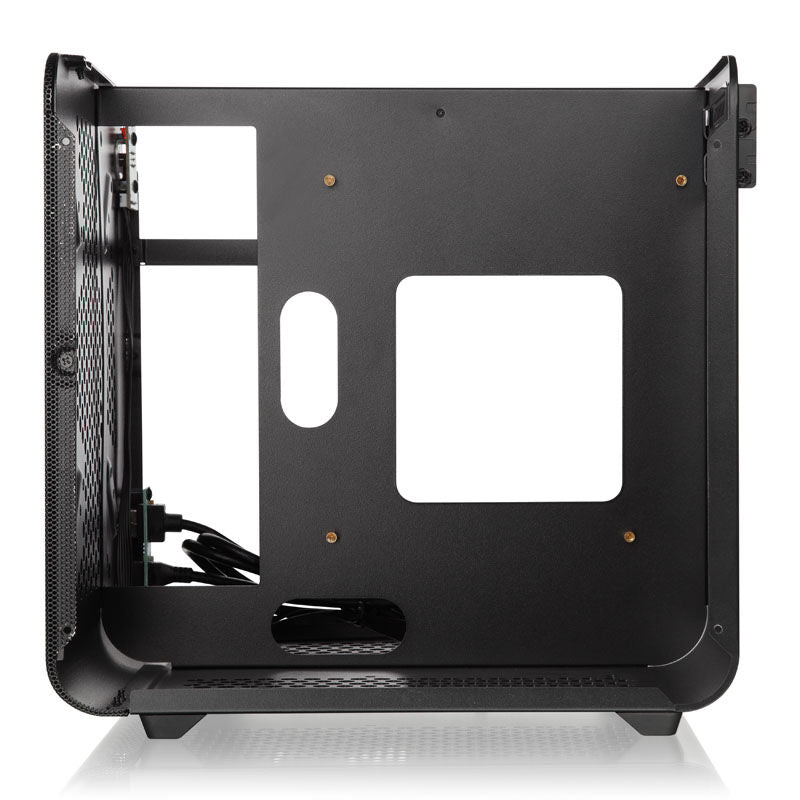 Raijintek METIS EVO AL Mini-ITX kabinett aluminium sølv detalj av mesh-front