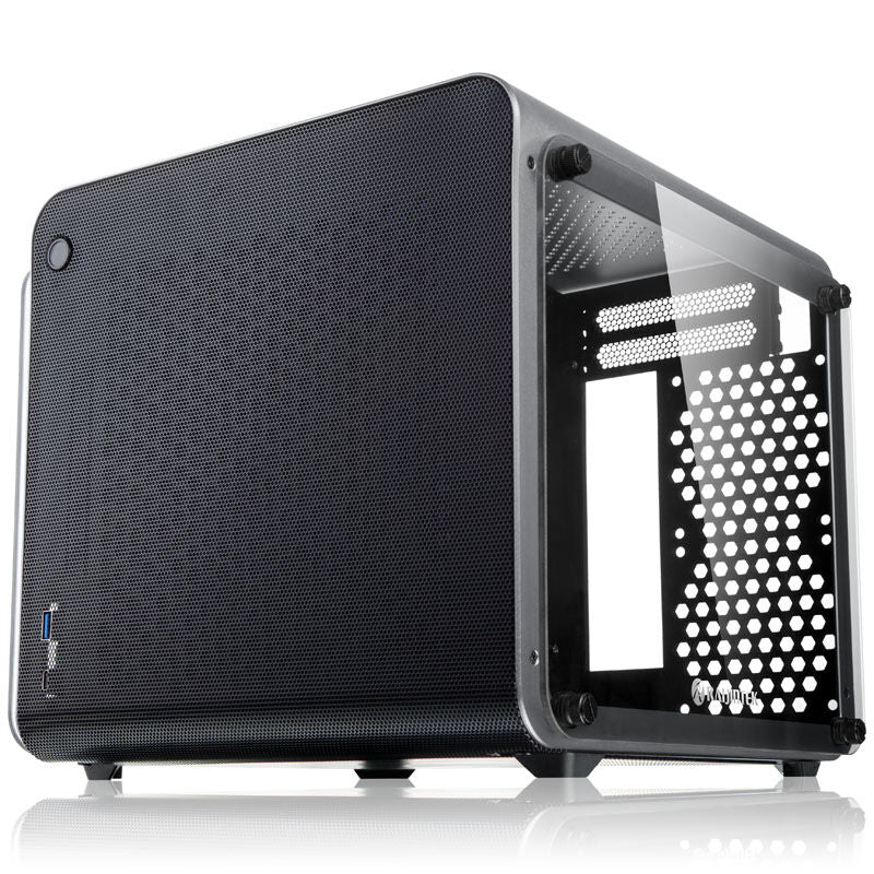 Raijintek METIS EVO TG Mini-ITX kabinett forfra i sølv med herdet glass