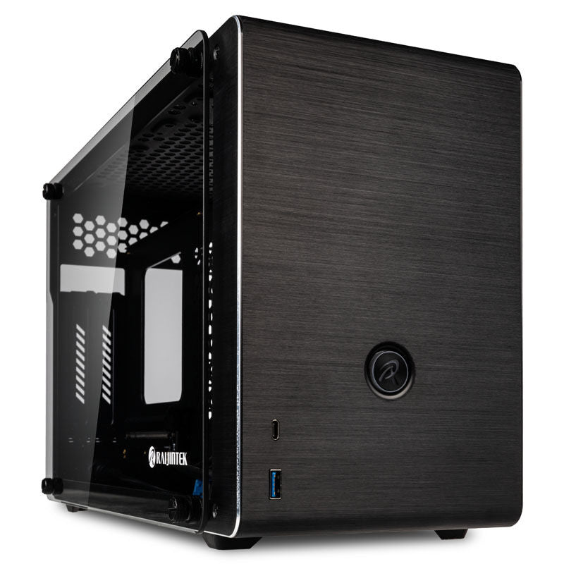Raijintek Ophion kabinett Mini-ITX herdet glass svart forfra