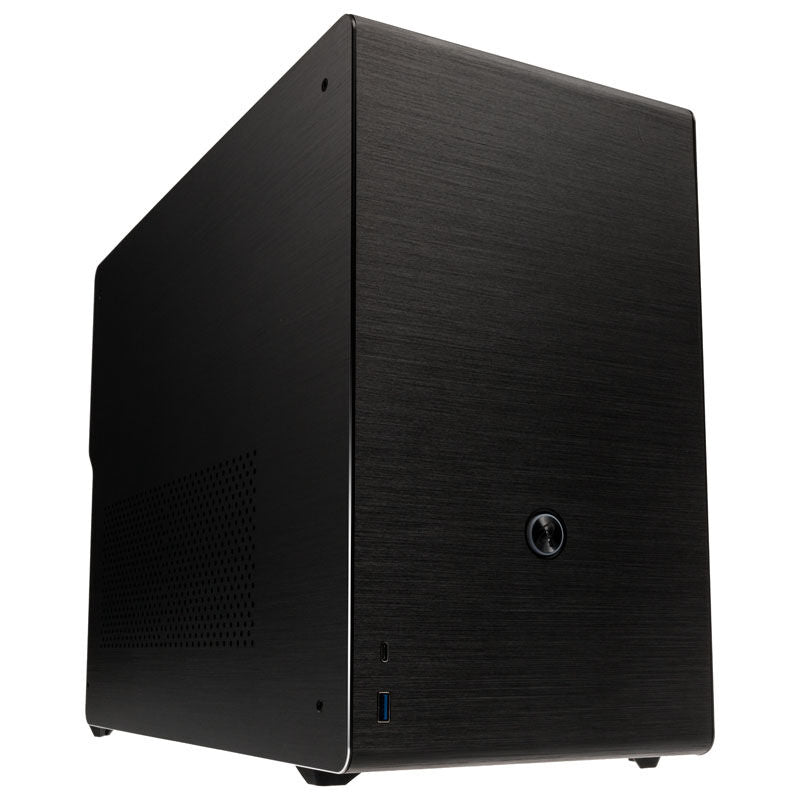 Raijintek Ophion M Evo ALS Micro-ATX kabinett aluminium svart forfra