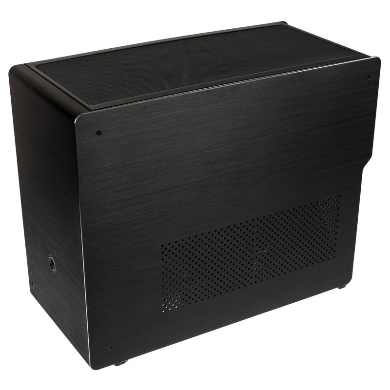 Raijintek Ophion M Evo ALS Micro-ATX kabinett aluminium svart detalj aluminium sidepanel