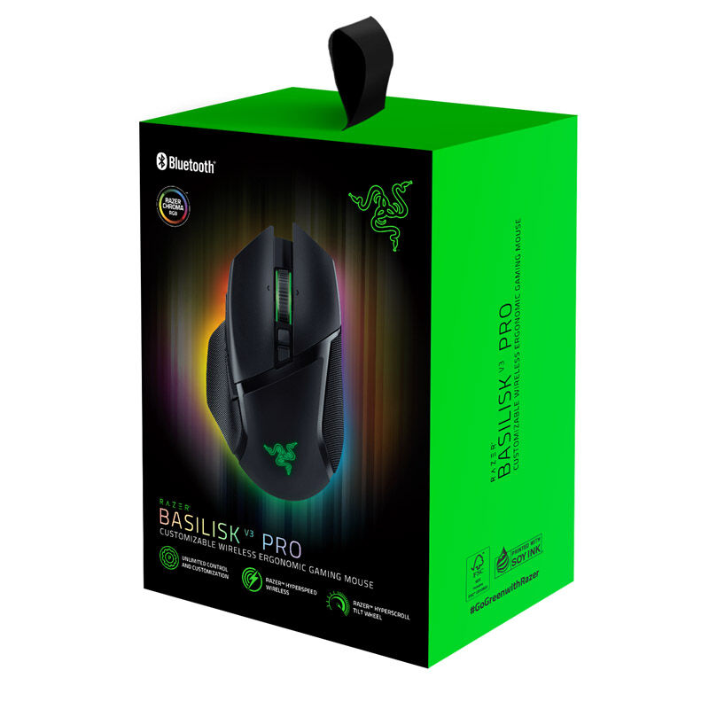 Razer Basilisk V3 Pro gamingmus 30K DPI RGB svart detalj av PTFE glideføtter