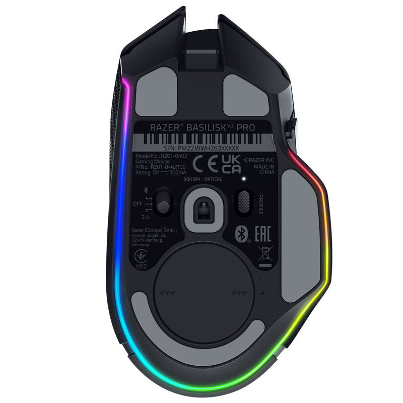 Razer Basilisk V3 Pro gamingmus 30K DPI RGB svart sideprofil