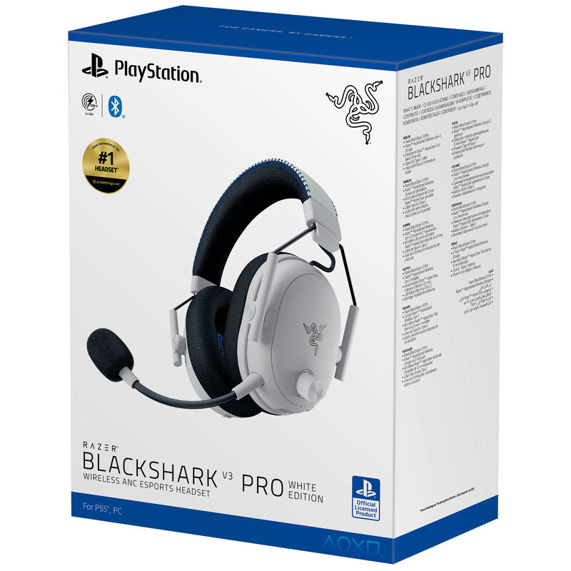 Razer BlackShark V3 Pro trådløst gamingheadset for PlayStation hvit med kontrollknapper