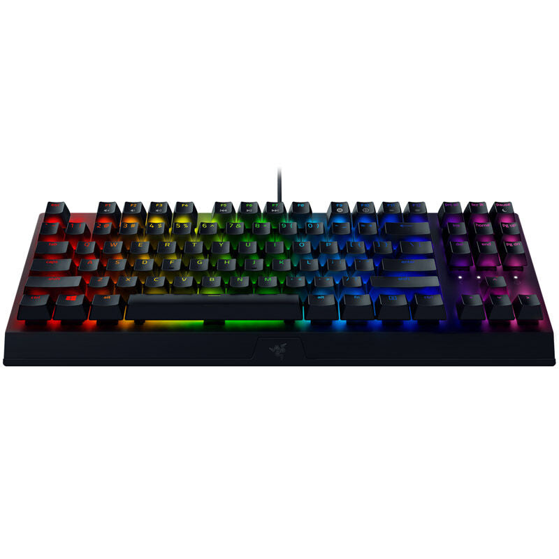 Nærbilde av taster på Razer BlackWidow V3 TKL gamingtastatur Green Switch RGB