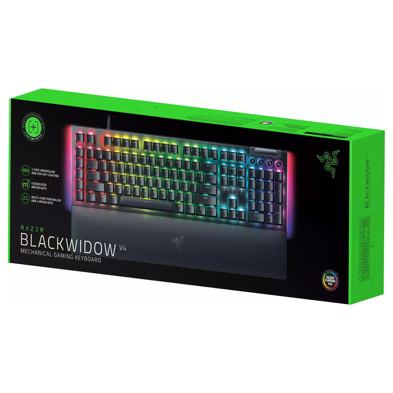 Logo på Razer BlackWidow V4 gamingtastatur mekanisk Green Switch svart