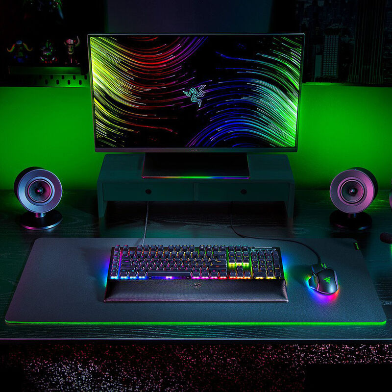 USB-C-kabel tilkoblet Razer BlackWidow V4 gamingtastatur mekanisk Green Switch svart