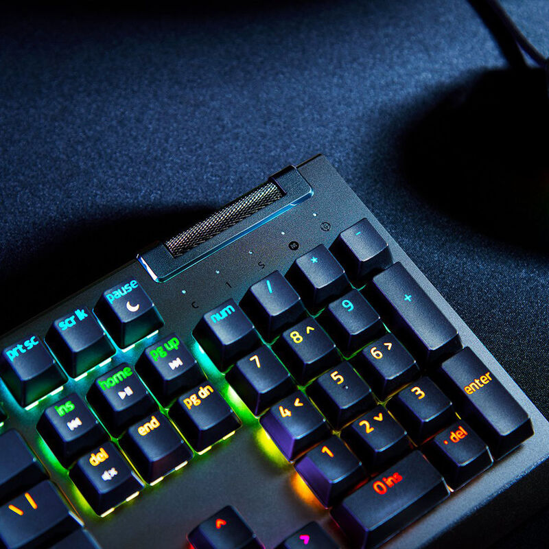 Sideprofil av Razer BlackWidow V4 X gamingtastatur Green Switch