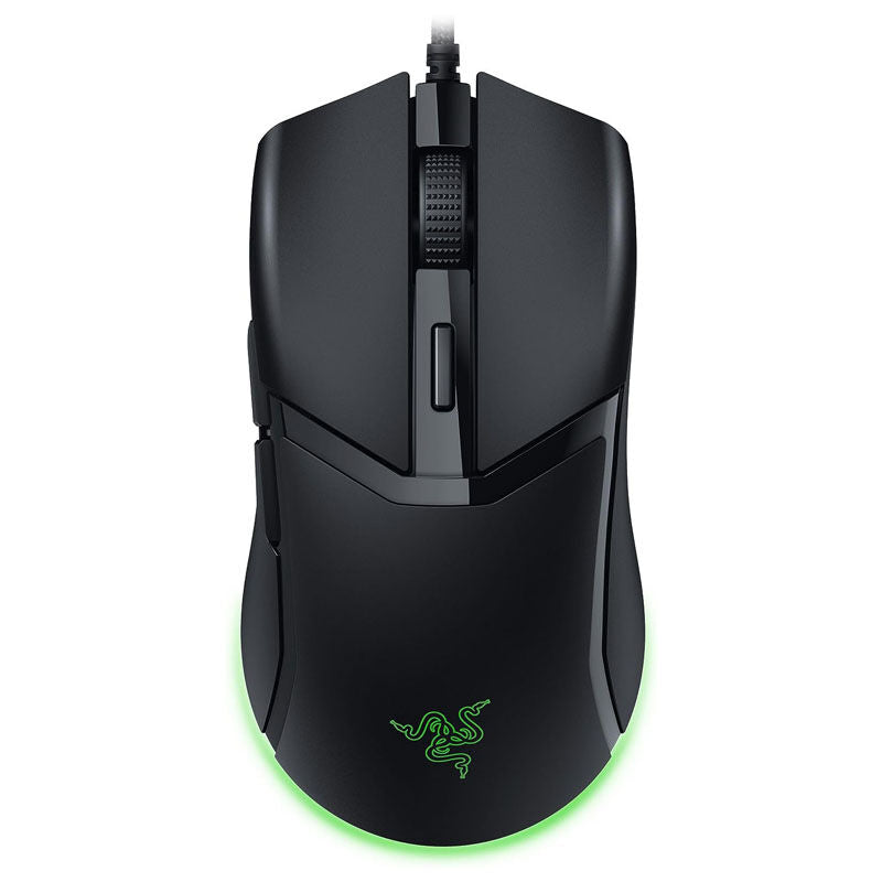Razer Cobra kablet gamingmus forfra med RGB-belysning