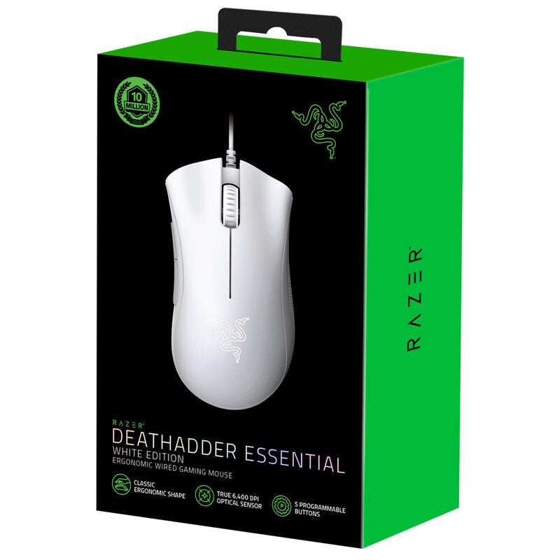 Detaljbilde av Razer DeathAdder Essential kablet gamingmus 6400 DPI hvit