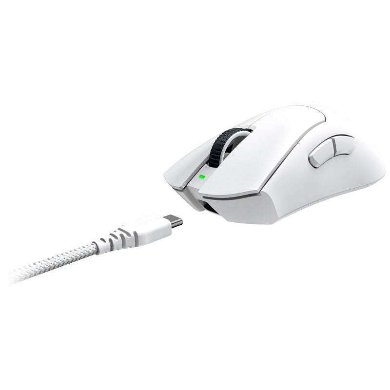 Razer DeathAdder V3 Pro trådløs gamingmus 30K DPI hvit bakside