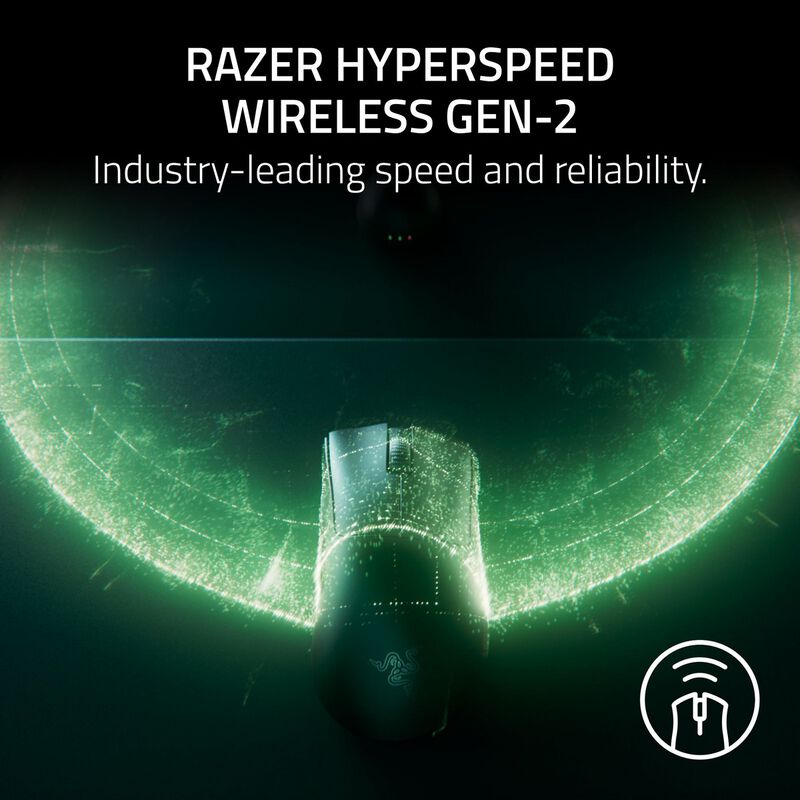 Detalj av Razer DeathAdder V4 Pro trådløs gamingmus hvit knapp