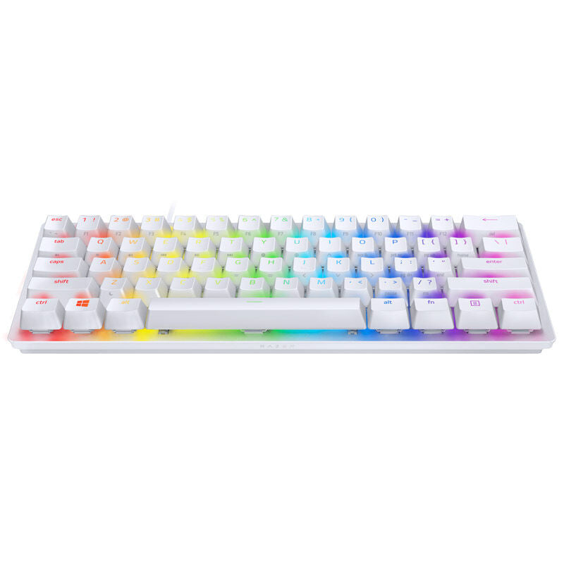 Razer Huntsman Mini Mercury gamingtastatur 60 % optisk hvit forfra
