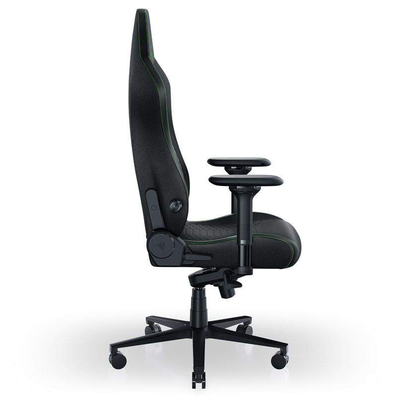 Detalj av Razer Iskur V2 gamingstol grønn PU-lær 4D armlener