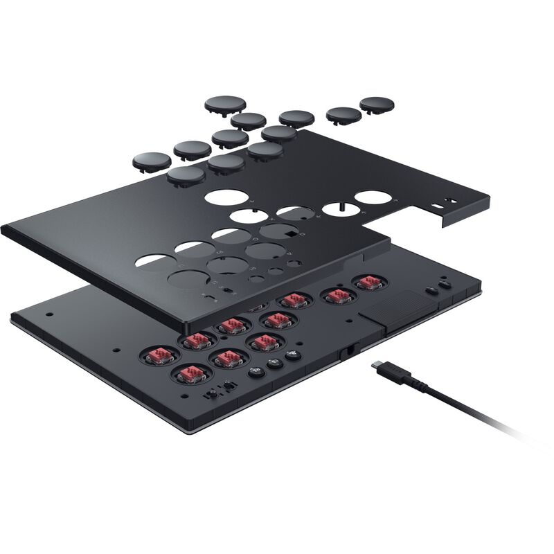 Sideprofil av Razer Kitsune All-Button arcade kontroller PS5/PC svart