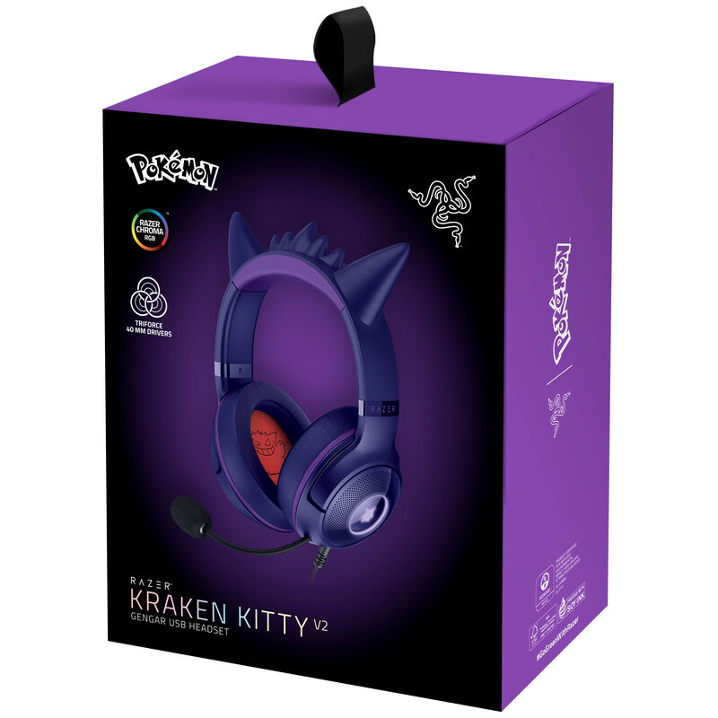 RGB-belysning på Razer Kraken Kitty V2 gamingheadset USB Chroma RGB Gengar Edition