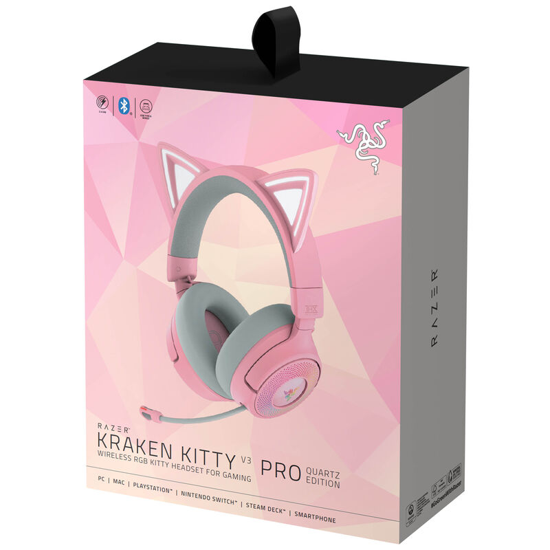 Razer Kraken Kitty V3 Pro trådløst gamingheadset Chroma RGB quartz mikrofon