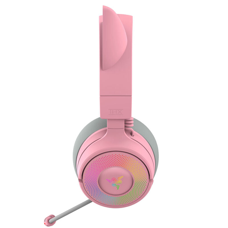 Razer Kraken Kitty V3 Pro trådløst gamingheadset Chroma RGB quartz sideprofil