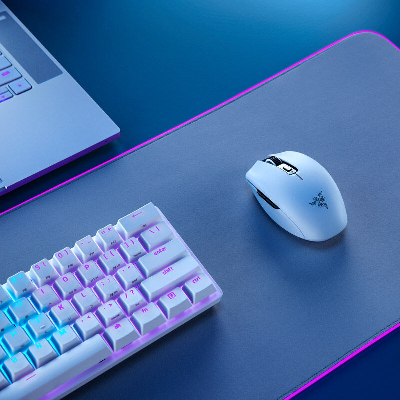 Sideprofil av Razer Orochi V2 trådløs gamingmus 18000 DPI hvit