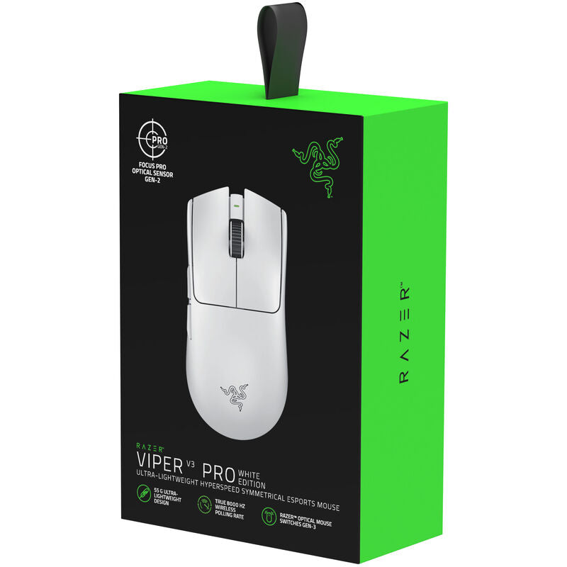 Razer Viper V3 Pro trådløs gamingmus hvit bruk i spillmiljø