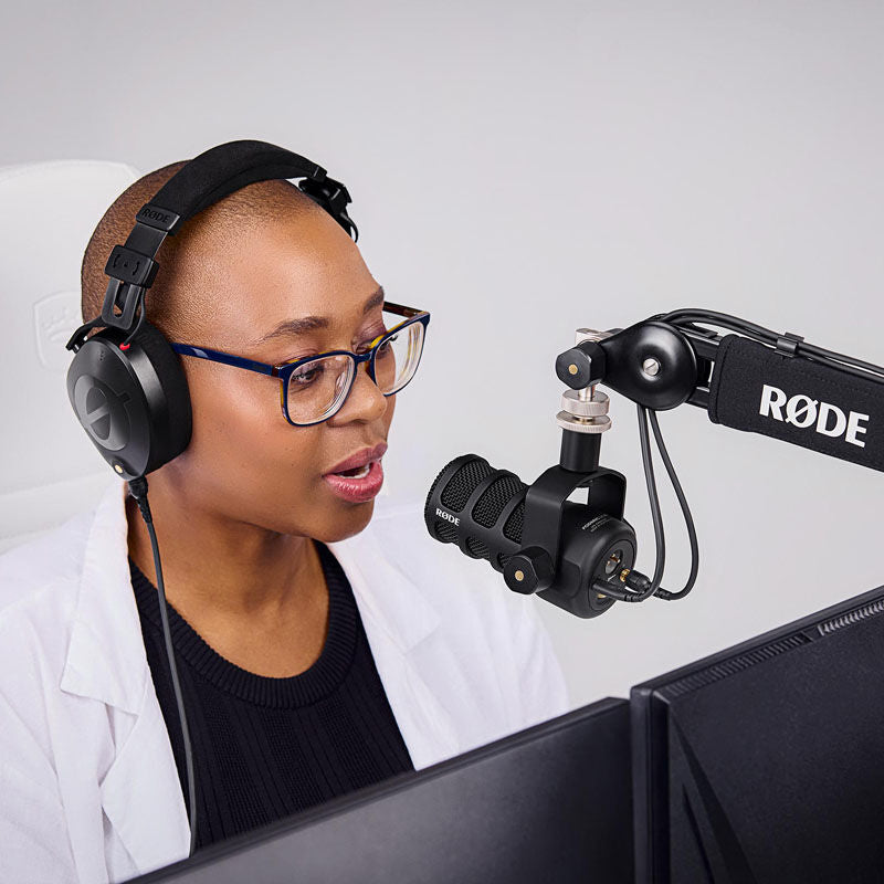 Rode PodMic USB dynamisk mikrofon USB-C/XLR svart med dreibar feste