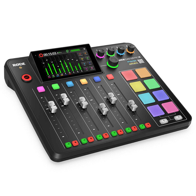 Rode Rodecaster Pro II audioproduksjonsstudio svart forfra