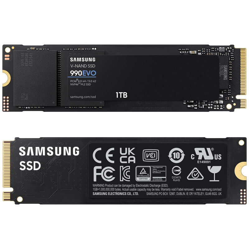 Samsung 990 EVO NVMe SSD 1 TB PCIe 4.0 M.2 montert i PC