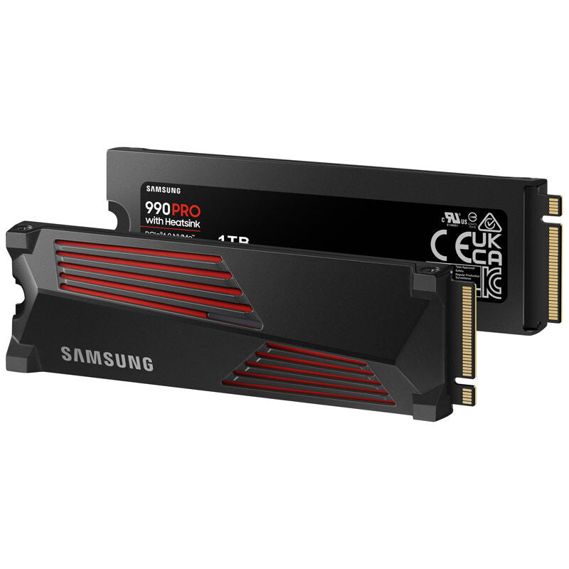 Samsung 990 Pro NVMe SSD 1 TB PCIe 4.0 M.2 med kjøleribbe bakside