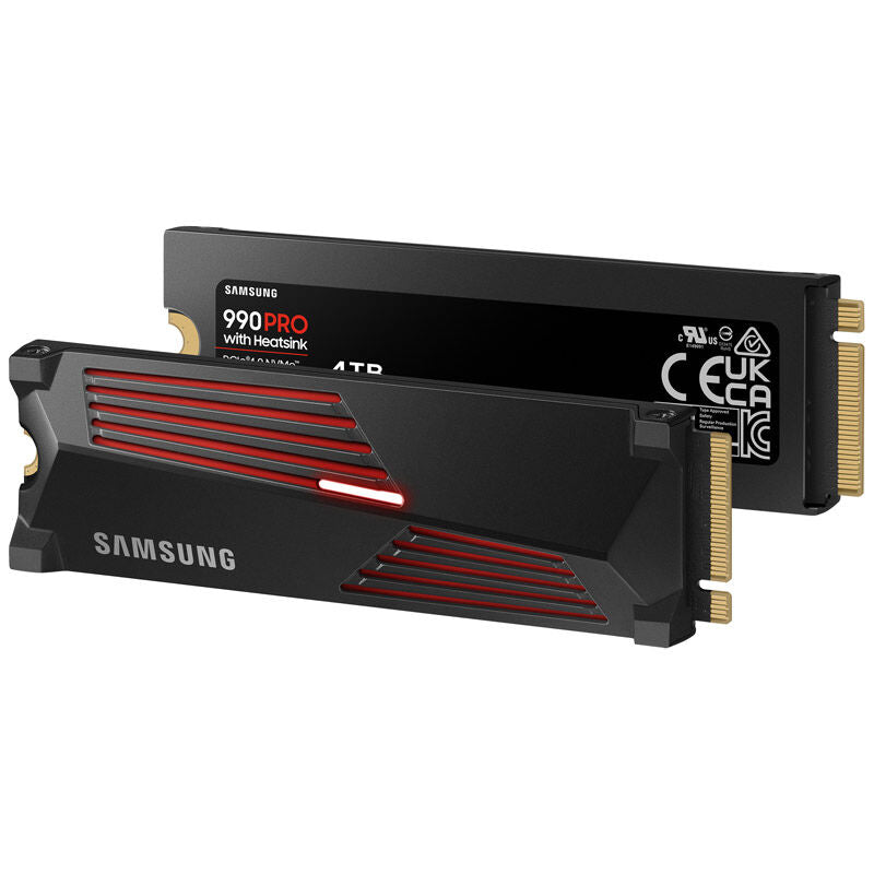 Samsung 990 PRO NVMe SSD 4 TB PCIe 4.0 M.2 med kjøleribbe bakside