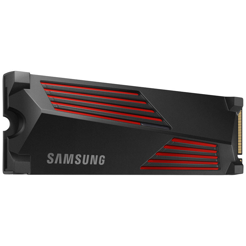 Detalj av Samsung 990 PRO NVMe SSD 4 TB PCIe 4.0 M.2 med kjøleribbe