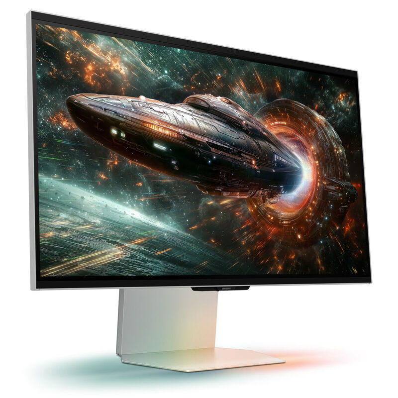 Samsung Odyssey 3D G90XF bakside med tilkoblinger