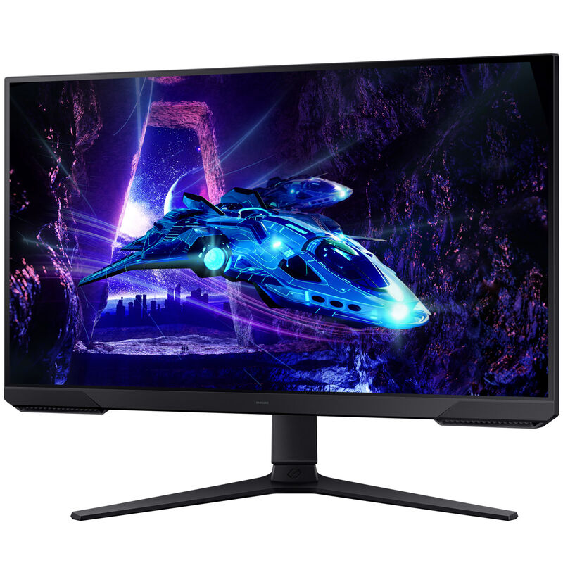 Samsung Odyssey G3 G30D gamingskjerm montert på skrivebord
