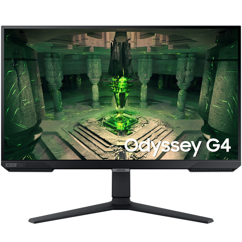 Nærbilde av Samsung Odyssey G4 G40B 27 tommer gamingskjerm skjermflate