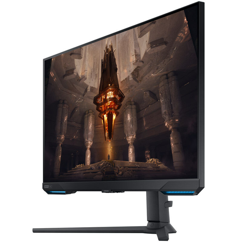 Nærbilde av skjermkontroller på Samsung Odyssey G7 G70B 32" 4K gamingskjerm