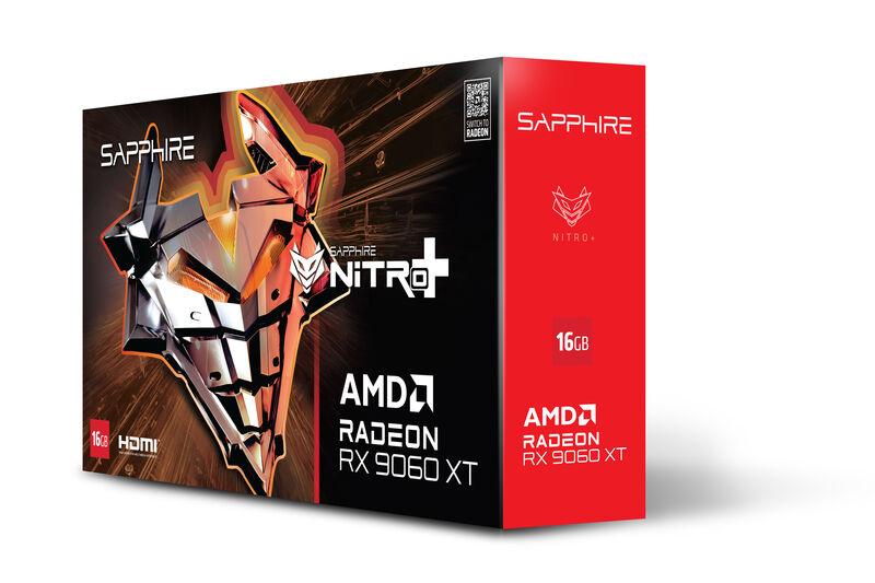Detalj av Sapphire Nitro+ RX 9060 XT Gaming OC grafikkort vifte
