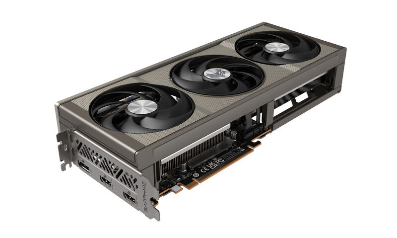 Nærbilde av RGB-belysning på Sapphire Nitro+ RX 9060 XT Gaming OC