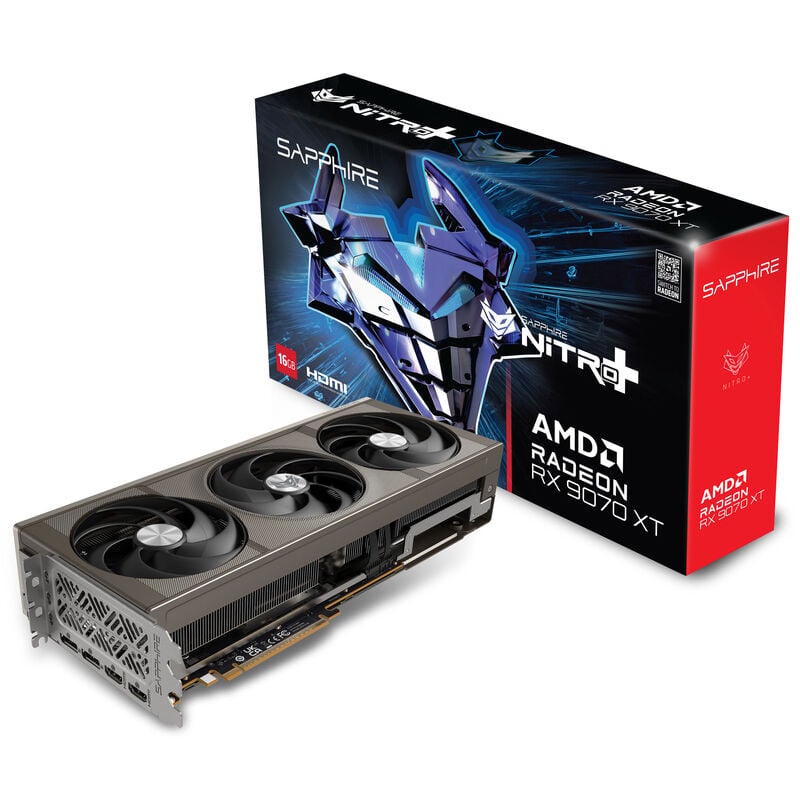 Sapphire Nitro+ RX 9070 XT Gaming OC grafikkort forfra